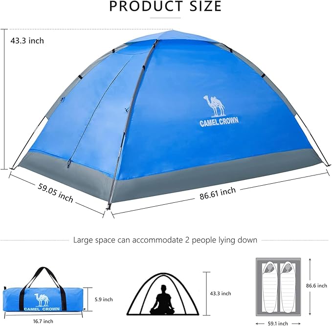 CAMEL CROWN Tents for Camping 2/3/4/5 Person Camping Dome Tent, Waterproof,Spacious, Lightweight Portable Backpacking Tent for Outdoor Camping/Hiking