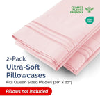 Queen Pillow Cases Set of 2 - Ultra Soft Hotel Quality Pillowcase Covers - Comfy Cozy Bedding for Women, Men, Kids & Teens - Machine Washable Pillow Protectors - 2 Pieces Set - Queen Size Baby Pink