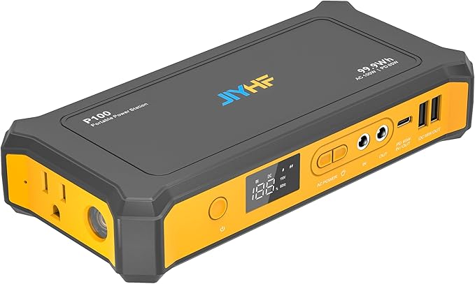 JIYHF Portable Power Station 99.9Wh, Laptop Charger & Backup Power with 65W USB-C PD, 100W AC Outlet, 12V DC Output, LED Light for Camping, Home Backup, Emergency, RV