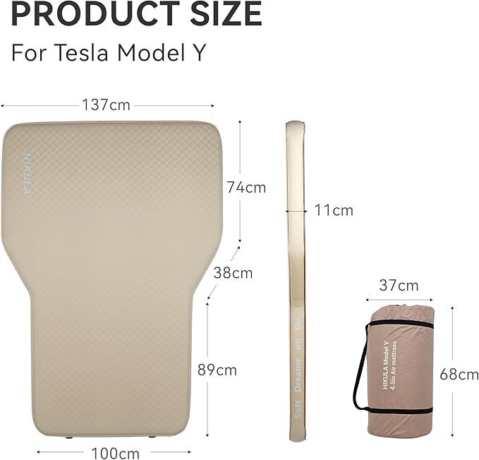 Tesla Camping Air Mattress with Foam, 4''Extra Thick Self Inflating Sleeping Pad for Camping, Fast Inflate & Deflate, with Electric Pump, Model Y