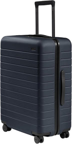 Away Medium Checked Luggage, Lightweight Hard Shell Suitcase with Spinner Wheels, Durable Rolling Luggage, TSA Lock, 26 Inch, Navy Blue