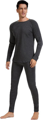 Men's 100% Merino Wool Base Layer Sets Lightweight Active Base Layer for Ski