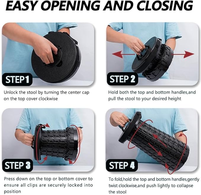 2025 Upgraded Folding Stool,800lbs Max Weight,Portable Retractable Collapsible Stool,Travel Footrest,Gift for Camping,Outdoors,Fishing,Hiking Tours,Parties,BBQ