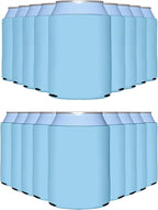 PartyPrints 1000 Pack Placid Blue Blank Can Cooler Sleeves, Customizable Bulk Sublimation Can Coolers, Extra-Thick Collapsible Drink Insulator Sleeve, Beer Can Coolers for Party Beverages