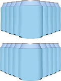PartyPrints 200 Pack Placid Blue Blank Can Cooler Sleeves, Customizable Bulk Insulated Foam for Beer, Collapsible Plain Drink Holder, Cold Soda Insulator, 12oz Regular, 16oz Tall Cans