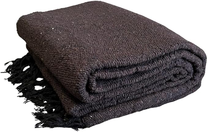 Open Road Goods Solid Color Mexican Yoga Blanket – Large Handwoven Throw for Yoga, Beach, Camping or Home – Soft and Durable Cotton Blend