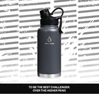 Stainless Steel Sports Water Bottle with Straw Lid Dustproof, 3 Lids, 24/32/40/64 oz BPA Free Vacumm Insulated Water bottle, Leakproof and Sweat Free, Perfect for The Go - 32 Oz Grey