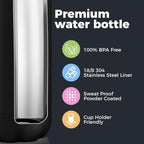 Volhoply 25oz Insulated Water Bottle 1/2/4 Pack, Double Wall Stainless Steel Vacuum Bottles, Keeps Cold & Hot, BPA Free Leak Proof Bottles (Black,1 Pack)