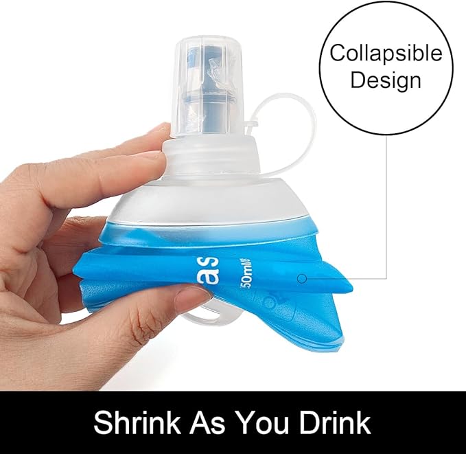 WILDREEDS 250ml Soft Flask, TPU Collapsible Soft Water Bottle for Hydration Pack, Running Vest, Folding Water Bottle for Hiking Cycling Climbing-1Pcs, Blue