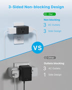 Multi Plug Wall Outlet Extender 2 Pack, VINTAR Electrical Multiple Outlet Splitter, 3 Way Plug Adapter, Small Wall Expander for Home Office Dorm Room Cruise Ship Travel Essentials, Black