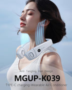MGUP Neck Air Conditioner with 6 Adjustable levels,Cooling Neck Fan Support 360°Airflow and Cooling Plate,5200mAh Portable Rechargeable Wearable Personal Fan,Fast Cooling for Women/Men
