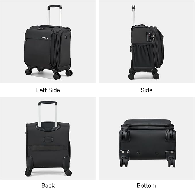 Hanke 16 Inch Underseat Carry On Luggage with Wheels Small Suitcase Softside Luggage Bags for Travel Lightweight Suitcases with Wheels Travel Luggage Personal Item for Men and Women(Dark Gray)
