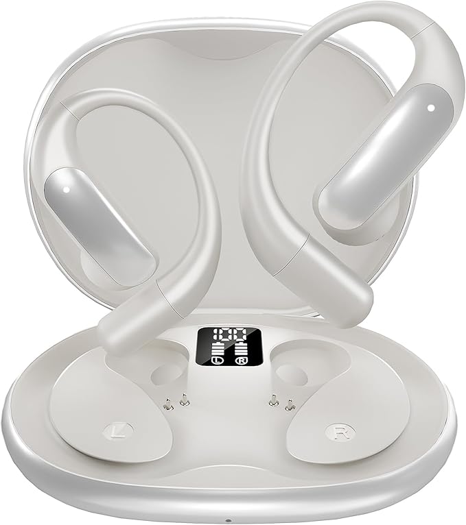 AI Translation Earbuds Real Time: OWS 3 in 1 Translator Earbuds for iOS & Android, Supporting 144 Languages with 60-Hour Battery Translator Headphones for Travel Business Meetings & Learning Silvery