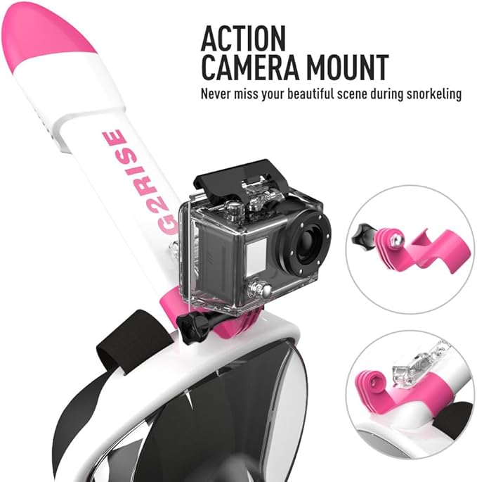 G2RISE Full Face Snorkel Mask Adults Snorkeling Set Gear for Kids with Detachable Camera Mount, Safe Breathing, Anti Fog Anti Leak