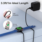 2Pack Upgraded for Apple Watch Charger USB Magnetic Wireless Fast iWatch Charger Portable Compatible with iWatch Ultra/Series 9/8/7/6/SE/SE2/5/4/3/2/1-[3.3FT/Black]
