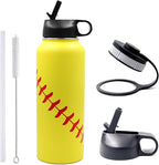 40 oz Softball Water Bottle, Sports Cup Flask Metal Travel Mug with 2 Lids, Stainless Steel Double Wall Vacuum Leak Proof Insulated Water Jug, Softball Accessories Stuff Gifts for Mom Men Boys Girls