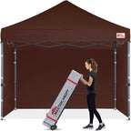 MASTERCANOPY Heavy Duty Pop-up Canopy Tent with Sidewalls (10x10,Brown)