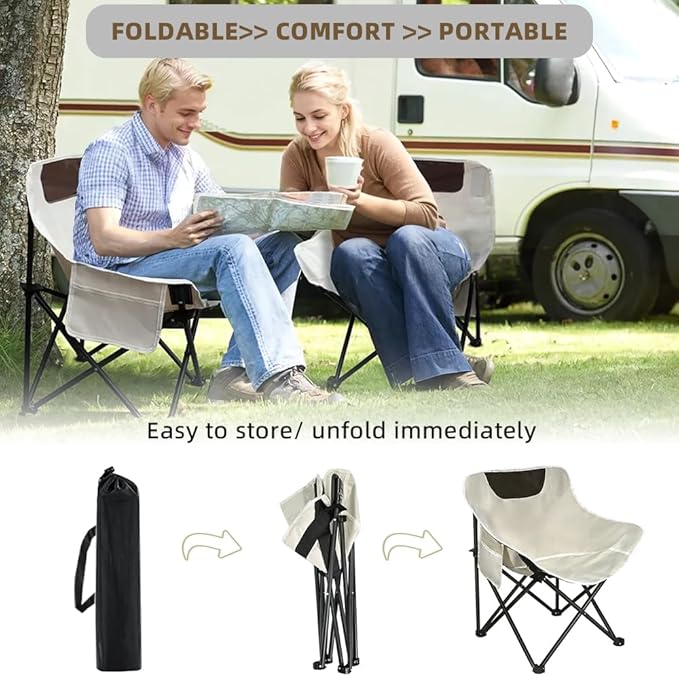 Folding Camping Chair Set of 3,Lightweight Camp Chairs with Table,Large Lawn Chair Portable for Adults Hiking,Fishing,Beach,Picnic,Patio,Travel,Carry Bag(L)
