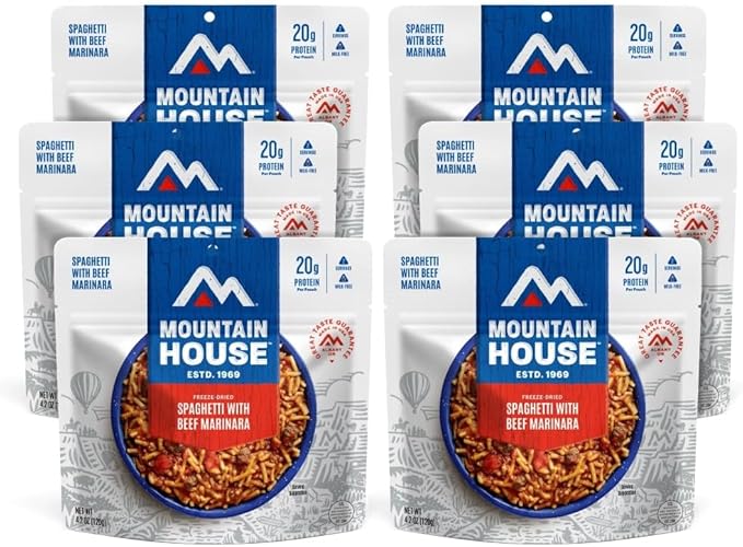 Mountain House Spaghetti with Beef Marinara Freeze Dried Backpacking & Camping Food |6-Pack