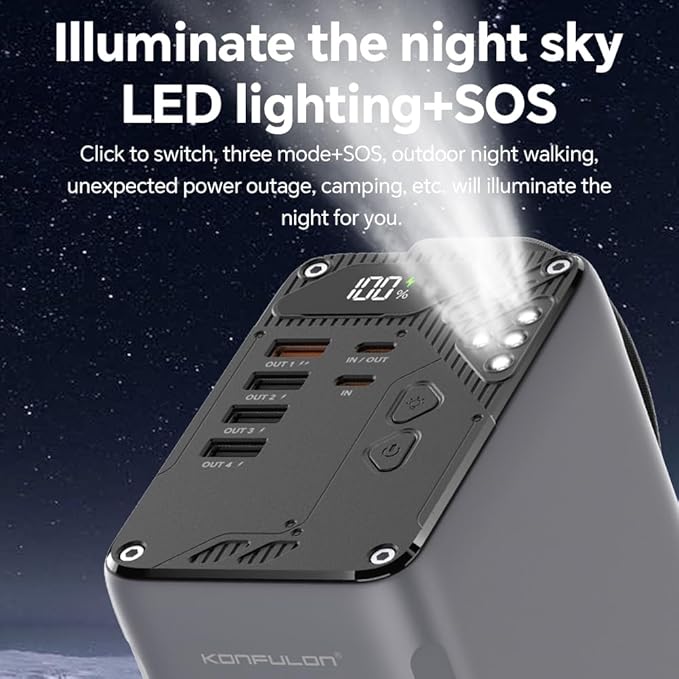 80000mAh High Capacity PD 30W Power Bank Fast Charging 22.5W Portable USB C Battery Packs with 5 Outputs & LCD Display Battery Bank for iPhone, Samsung, iPad ,Macbook & Outdoors Camping (GREY)