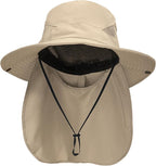 NPQQUAN Sun Hats for Men Women with Neck Flap UPF 50+ UV Protection Wide Brim Bucket Hat Safari Hiking Fishing Hats