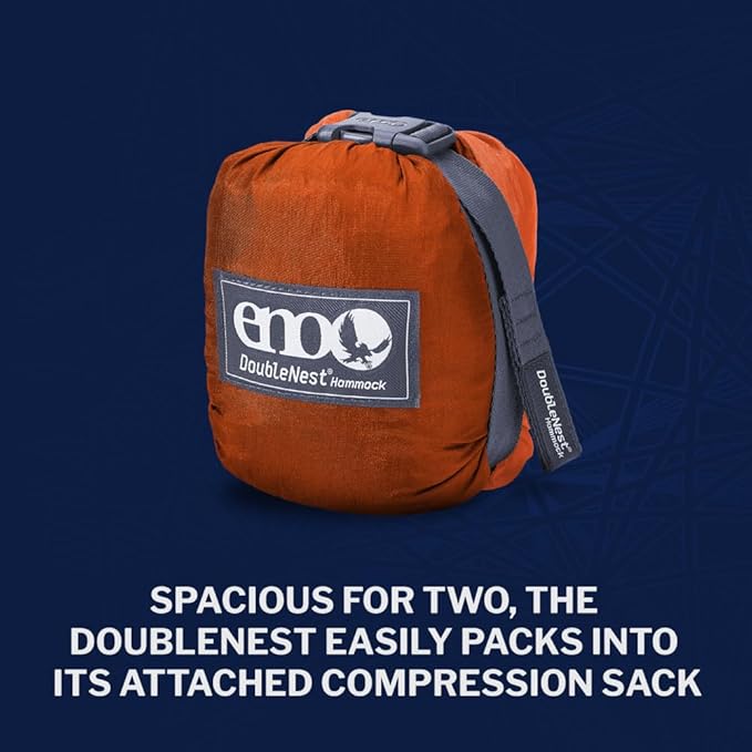 ENO DoubleNest Hammock - Lightweight, Portable, 1 to 2 Person Hammock - for Camping, Hiking, Backpacking, Travel, a Festival, or The Beach - Canyon/Coral