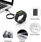 Compatible with Letsfit EW1 Charger, Magnetic USB Charging Cable Replacement Charger Cable Compatible with Letsfit EW1 / ID207 Smartwatch /TOZO S2 / AOKESI 1.69'' Smart Watch (2 pack-Black+Black)