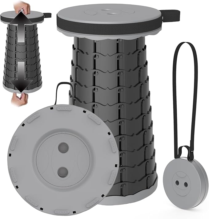 2025 Upgraded Portable Folding Stool, Collapsible Stools, 440lbs Max Weight, Lightweight But Sturdy, Telescoping Foldable Camping Stool for Outdoor Fishing Hiking Travel BBQ