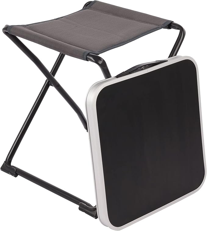 SUNNYFEEL 3 in 1 Folding Camping Table and Stool, Footrest, Lightweight Up to 300 LBS, Easy to Carry, Portable Camp Stool for Beach, Fishing, Trip, Picnic, Lawn, Concert Outdoor
