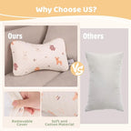 vocheer Small Pillows for Sleeping, 11"x 7" Mini Travel Pillow, Tiny Pillows for Neck, Wrist, Lumbar and Knee, Pets Pillow, Cotton, Machine Washable,Pink Deer-1PC