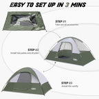 Camping Tent 2 Person, Waterproof Windproof Tent with Rainfly Easy Set up-Portable Dome Tents for Camping…