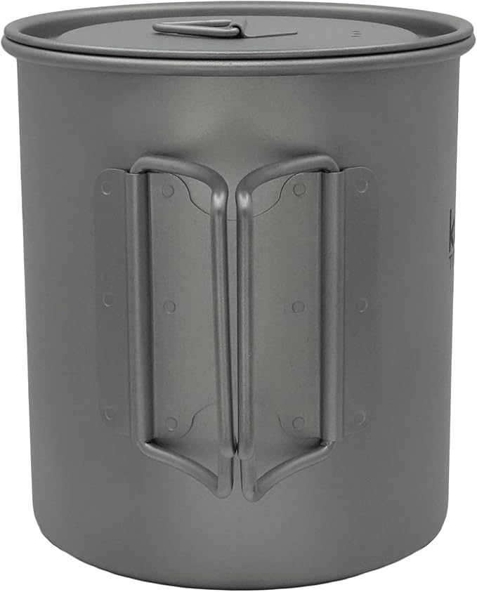 Kuvik Titanium Pot with Lid 750ml (25.4 oz) - Ultralight and Compact Pot for Backpacking, Camping, and Survival