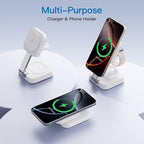 2026 Traveling Wireless Magnetic Fast Charging Station,3 in 1 Charger with i Phone 17 16 15 14 13 12 Pro Max Plus,Apple Watch Series & Air pod 4 3 2 Pro-Gifts for Wife & Husband(Rose Red)