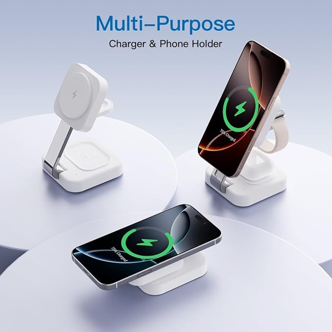 2026 Traveling Wireless Magnetic Fast Charging Station,3 in 1 Charger with i Phone 17 16 15 14 13 12 Pro Max Plus,Apple Watch Series & Air pod 4 3 2 Pro-Gifts for Wife & Husband(Rose Red)