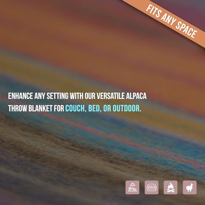 Alpaca Wool Blanket - Twin Size Throw & Warm, Lightweight, Couch or Camp - Outdoor - 75 x 38 Inches (Orange)