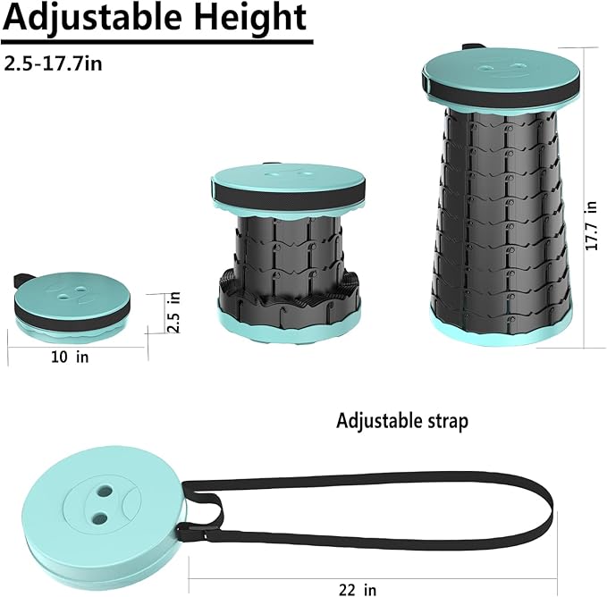 2025 Upgraded Portable Folding Stool, Collapsible Stools, 440lbs Max Weight, Lightweight But Sturdy, Telescoping Foldable Camping Stool for Outdoor Fishing Hiking Travel BBQ