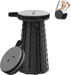Portable Telescoping Stool, Retractable Folding Stool for Camping Garden Fishing Hiking Travel BBQ, Adjustable Collapsible Stools (Black)