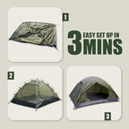 Ultralight 2/3/4 Person Backpacking Tent - Waterproof, 2 Doors, Easy Setup