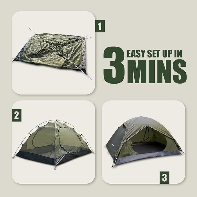 Ultralight 2/3/4 Person Backpacking Tent - Waterproof, 2 Doors, Easy Setup