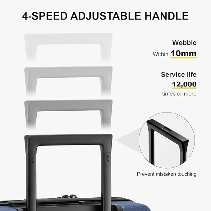 LEVEL8 Trunk Luggages, 28 Inch Luggage with Spinner Wheels, Luminous Textured Checked Large Hard Shell Lightweight with Tsa Lock, Navy