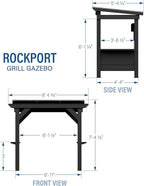 Backyard Discovery Rockport 8' x 6' Galvanized Steel BBQ Grill Gazebo Pavilion with Hardtop Steel Roof, Bar Tops, Powerport, Snow Load Support, Wind Resistance, Cook Station for Outdoor Patio or Deck