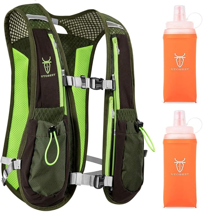 UTOBEST Running Vest, 5L Hydration Vest Lightweight, Breathable and Sweatproof Running Backpack, Adjustable Running Hydration Vest for Trail Running Marathon Race Jogging Cycling
