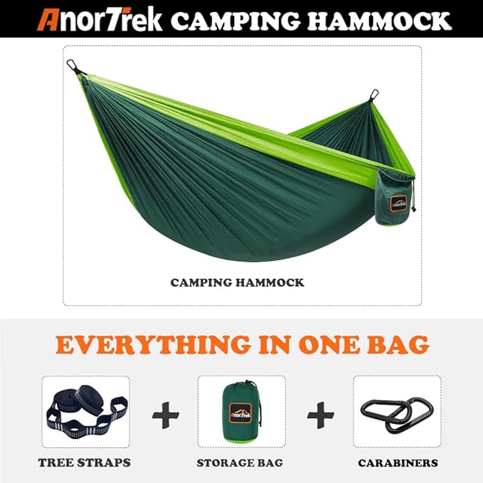 Camping Hammock, Super Lightweight Portable Parachute Hammock with Two Tree Straps Single or Double Nylon Travel Tree Hammocks for Camping Backpacking Hiking