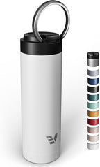 Maxi Stainless Steel Water Bottle 26oz - Double wall vacuum insulated | Integrated carry handle | leak proof flip top lid | Lightweight & stylish - White