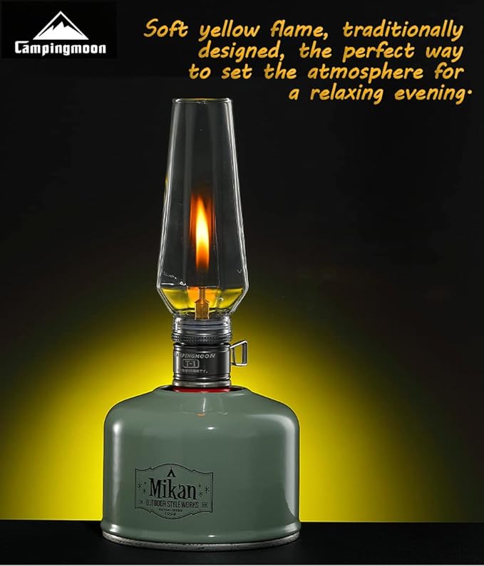 CAMPINGMOON Camping Gas Lantern with Wooden Lantern Case T-1