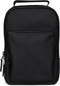 RAINS Book Daypack - Black Laptop Backpack for Men and Women, Waterproof Black Minimalist Commuter Bag with 15” Laptop Room, Front Zip Pocket - 2 Year Warranty
