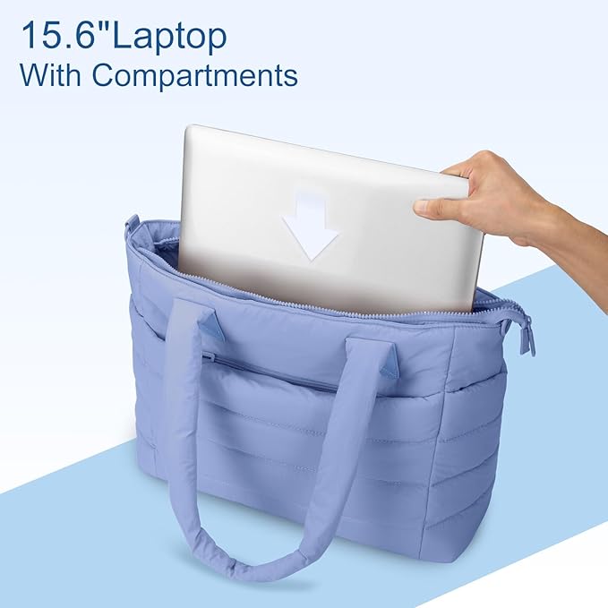 Tote Bag for Women Puffer Work Tote Handbag Large Quilted Nurse Bag with Zipper for Travel