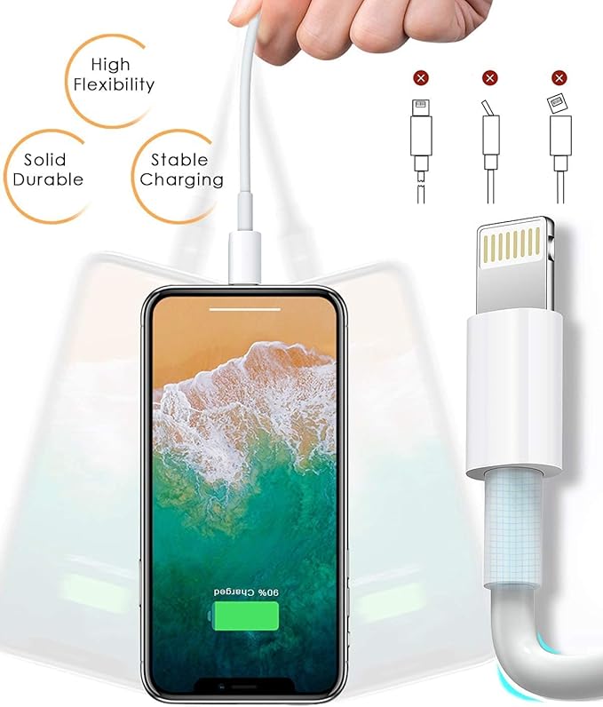 4 Pack [Apple MFi Certified] Apple Charging Cables 10ft, iPhone Chargers Lightning Cable 10 Foot, Fast iPhone Charging Cord for iPhone 14/14Pro/13/13Pro/12/11/11Pro/11Max/ X/XS/XR, ipad(Black)