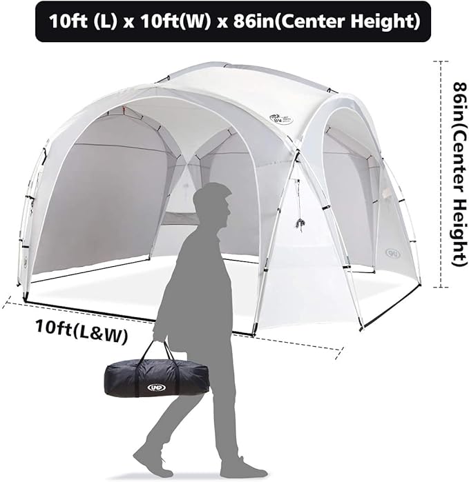 UNP Easy Beach Tent Pop Up Canopy UPF50+ Tent with Side Wall, Ground Pegs, and Stability Poles, Sun Shelter Rainproof, Waterproof for Camping Trips, Backyard Fun, Party Or Picnics
