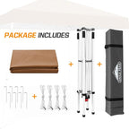 EAGLE PEAK 10x10 Slant Leg Pop-up Canopy Tent Easy One Person Setup Instant Outdoor Beach Canopy Folding Portable Sports Shelter 10x10 Base 8x8 Top (Khaki)